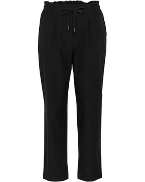 Cream Straight Trousers - Black