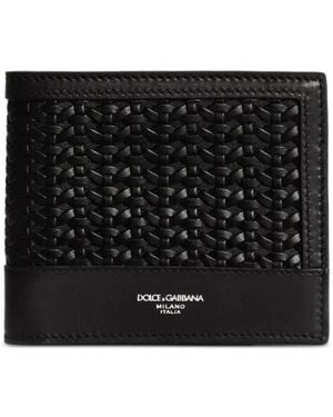 Dolce & Gabbana Geldbörse Aus Gewebtem Plongé-Kalbsleder - Schwarz