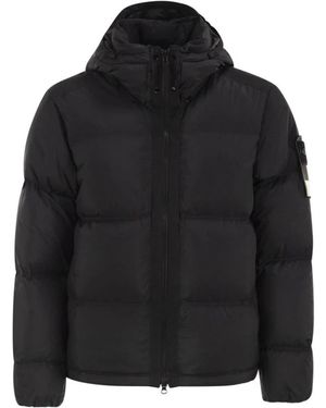 Stone Island Jassen ,Zwart ,Leer Matt Ripstop Cordura Down Jacket