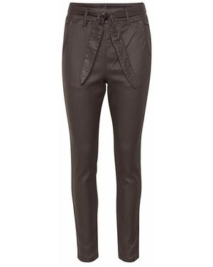 Cream Slim-Fit Trousers - Gris