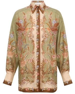 Zimmermann Overhemden ,Groen ,Indra Relaxed Shirt - Naturel