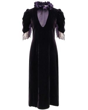 McQueen Kleid Mit Hohem Hals Und Spitzenprofil - Schwarz