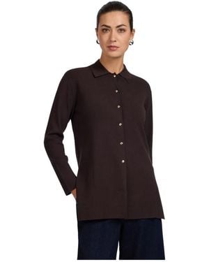 Elena Miro Langer Cardigan Mit Kragen - Schwarz
