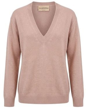 Valentino V-Neck Knitwear - Rosa