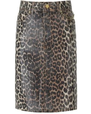 Ganni Animalier Denim Minirock - Grau
