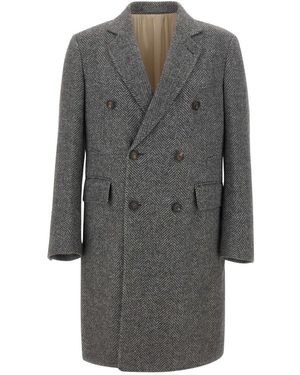 Eleventy Double-Breasted Coats - Grey