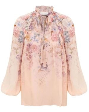 Zimmermann Valiant Billow Blouse - Roze