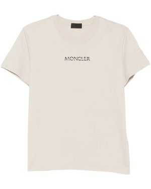 Moncler T-Shirt Met Ronde Hals - Naturel