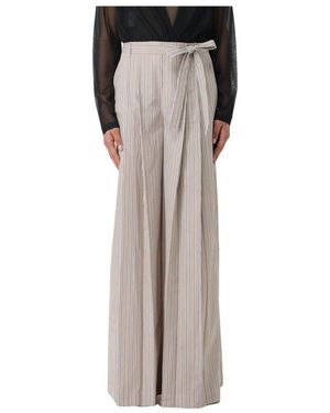 Alberta Ferretti Broeken ,Katoen Pantalone Popeline Rigato - Grijs