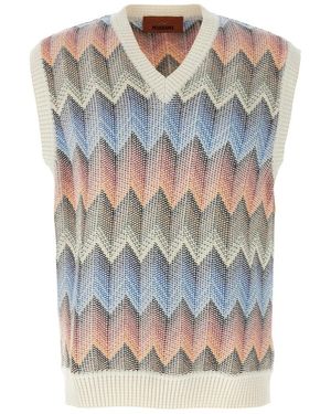 Missoni Gradient Cotton Chevron Blend Vest - Grijs