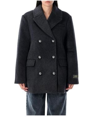 Ganni Double-Breasted Coats - Black