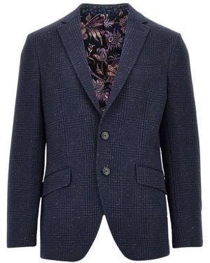 Etro Mouliné Tweed Single-Breasted Jacket - Blauw