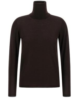 Max Mara Truien & Vesten ,Bruin ,Wol Saluto Turtleneck Trui - Zwart