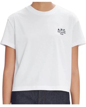 A.P.C. Tops ,Wit ,Katoen Boxy Rue Madame T-Shirt