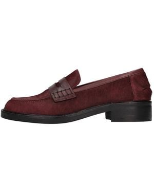 Emanuélle Vee Schoenen ,Rood ,Leer Pony Hair And Leather Loafer - Bruin