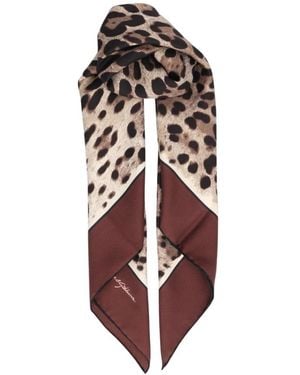 Dolce & Gabbana Leopardenmuster Twill-Schal (90X90) - Rot