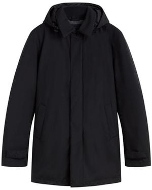 Herno Jassen ,Zwart ,Polyester Waterdichte Parka Met Verstelbare Capuchon - Blauw