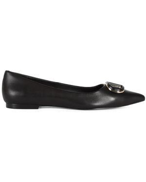 Twinset Leder Ballerinas Mit Logo-Plakette - Schwarz