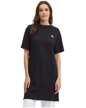 KARL LAGERFELD Ikonik 2.0 Patch T-Shirt Kleid - Schwarz