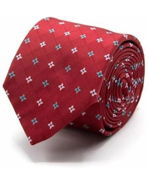 Gents Seiden-Jacquard Krawatte Mit Blöten - Rot