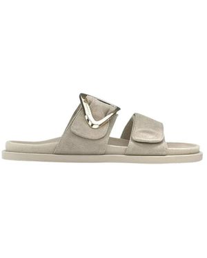 Inuikii Schoenen ,Grijs ,Leer Dreamer Buckle Slippers - Metallic