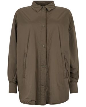 Herno Overhemden ,Bruin ,Oversized Shirt Jacket - Groen
