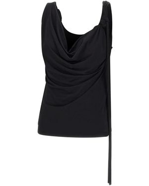 Blumarine Gedrapeerde Jersey Top - Zwart