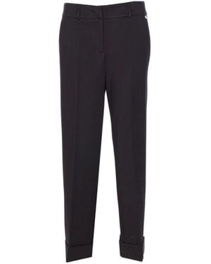 Liu Jo Zwarte Broek Met Omgeslagen Zoom - Blauw