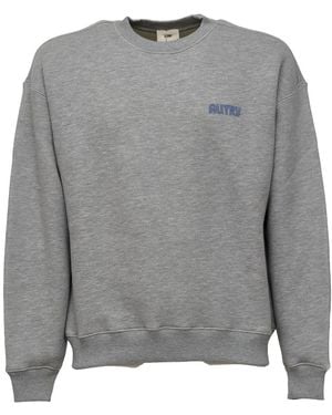Autry Hoodies & Sweatvesten ,Grijs ,Sweatshirt Van Geborsteld Fleece