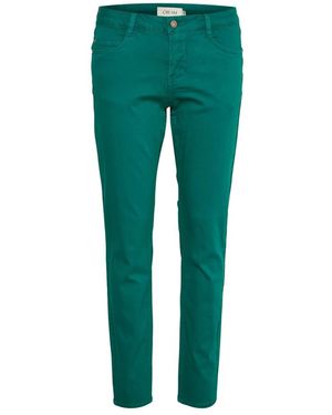 Cream Straight Trousers - Green