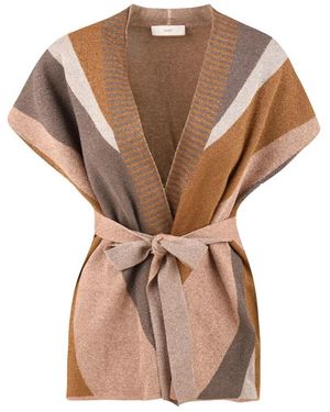 Akep Truien & Vesten ,Veelkleurig ,Katoen Cardigan Jacquard Waves - Bruin