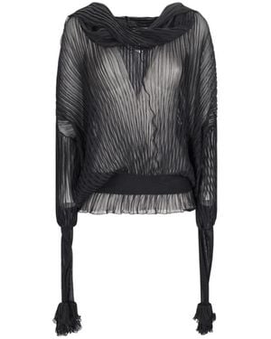 Blumarine Gefaltete Chiffonbluse - Schwarz