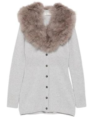 Blumarine Rippstrick-Cardigan Mit V-Ausschnitt - Grau