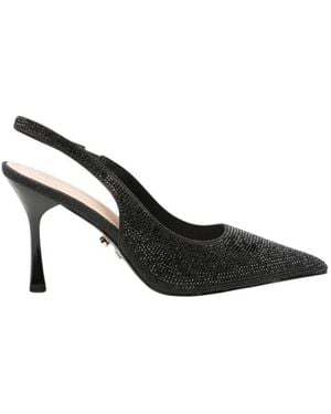 Twentyfourhaitch Schoenen ,Zwart ,Puntige Slingback Pompoms