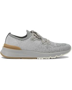Brunello Cucinelli Cotton Chiné Knit Runners - Grijs