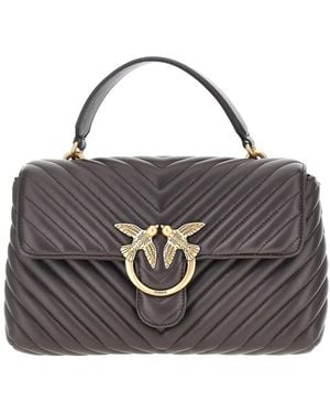 Pinko Tassen ,Bruin ,Katoen Lady Love Bag Puff - Metallic