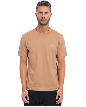 HUGO Tops ,Katoen Katoenen T-Shirt Met Borstlogo - Naturel