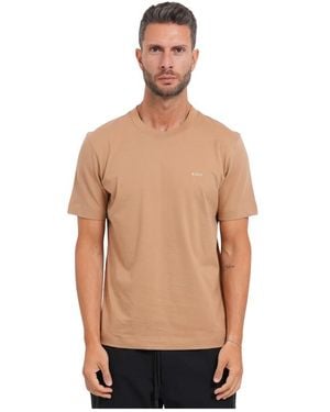 HUGO Tops ,Katoen Katoenen T-Shirt Met Borstlogo - Naturel