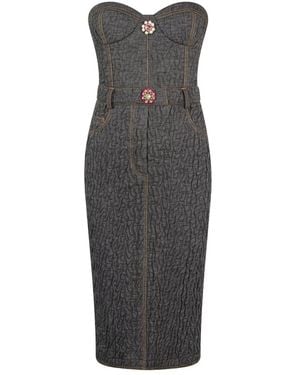 Moschino Kleedjes ,Grijs ,Katoen Fitted Dress With Heart Shaped Neckline
