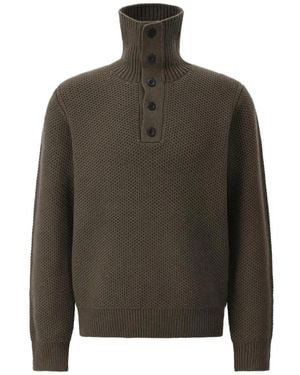 Vince Wollpullover Mit Stehkragen Und Knöpfen - Grün