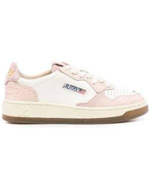 Autry Schoenen ,Roze ,Nylon Sneakers - Wit