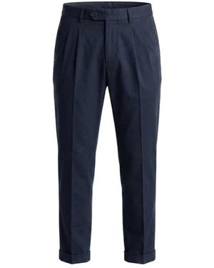 40weft Broeken ,Blauw ,Pantalone Chino Doppia Pinces Carrot Fit