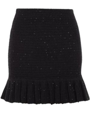Self-Portrait Rokken ,Zwart ,Katoen Sequin Textured Knit Mini Skirt