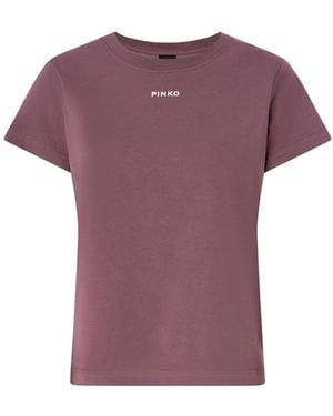 Pinko Tops ,Rood ,Katoen Basico T-Shirt - Paars
