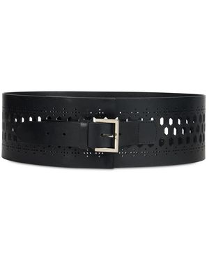 Alberta Ferretti Perforated Leather Belt - Zwart