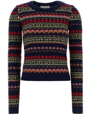 Dries Van Noten Geborduineerde Wollen Trui - Blauw