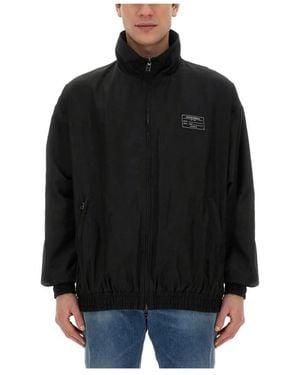 Dolce & Gabbana Jassen ,Zwart ,Polyester Bomberjack Met Logo-Applicatie