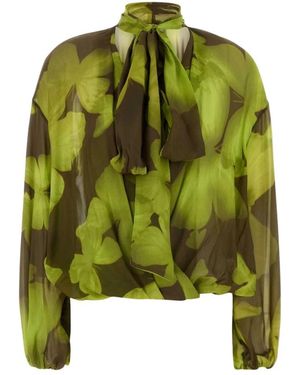 Blumarine Overhemden ,Veelkleurig ,Geprinte Georgette Blouse - Groen