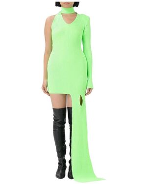 David Koma Geripptes Strick Minikleid - Grün