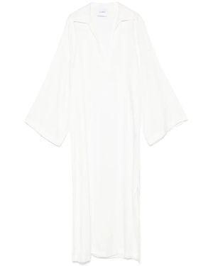 Nude Elegantes Weißes Midi-Kleid Mit Kragen